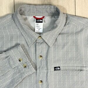 The North‎ Face Shirt Men's L Plaid Mesh Lined Beige Outdoor Button Up Hiking